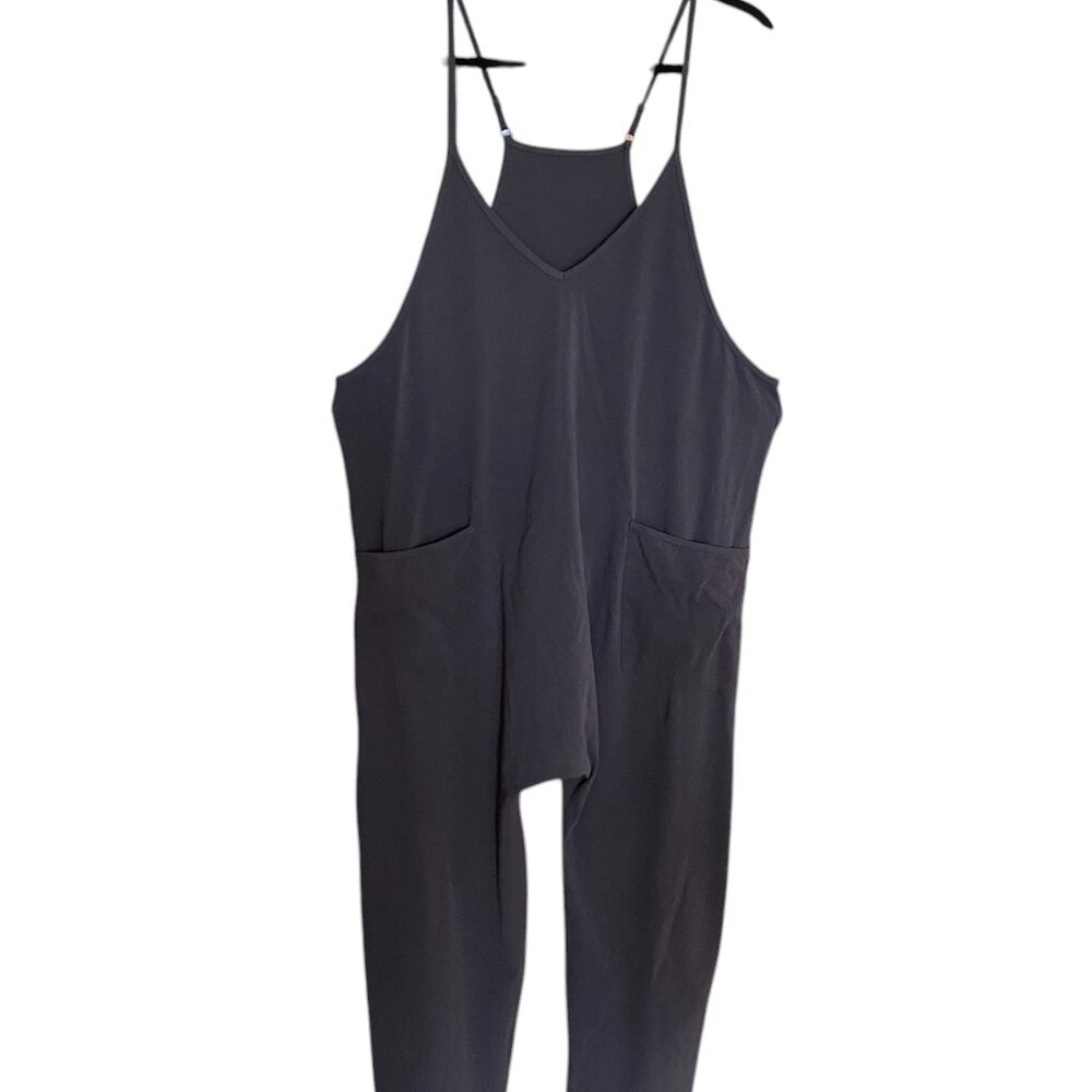 Oversized Drop Crotch Jersey Jumpsuit Onesie Gray Boho Harem Garden Girl-M/L